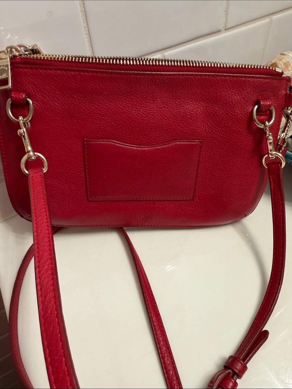 Coach Red Leather Crossbody Bag with Gold Accent - Picture 9 of 11